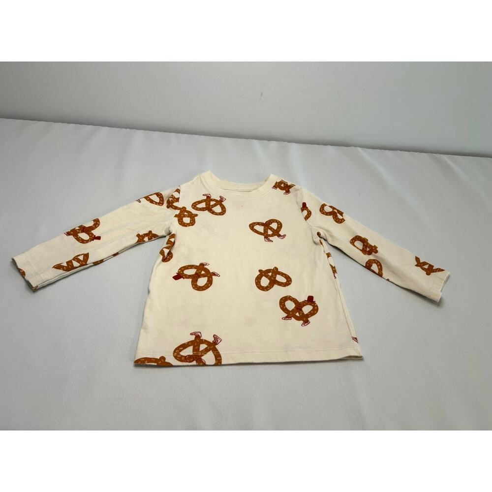Cat & Jack Toddler Shirt 2T Pretzel Print Long Sleeve Kids Graphic Tee